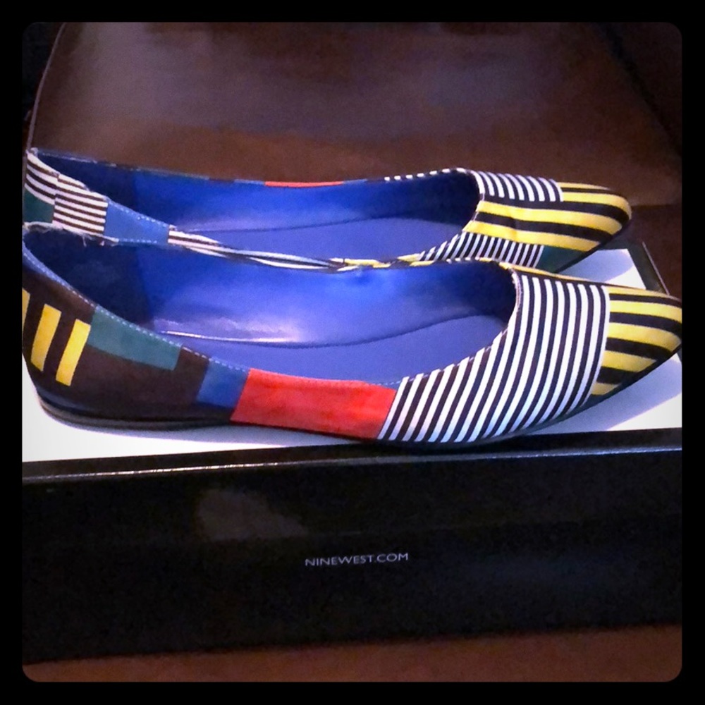 Nine West Multi Color Stripe Flats